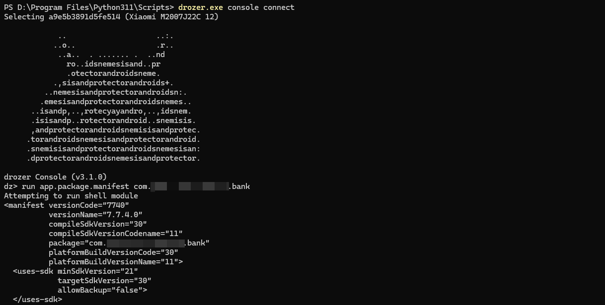 drozer 还原出的完整 manifest XML